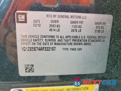 Zdjęcie 12 z 12 samochodu: 2010 CHEVROLET MALIBU LTZ VIN:1G1ZE5E74AF222107 - miniatura
