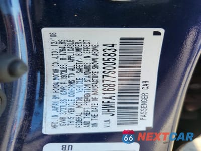 Zdjęcie 13 z 13 samochodu: 2007 HONDA CIVIC EX VIN:JHMFA16877S005834 - miniatura