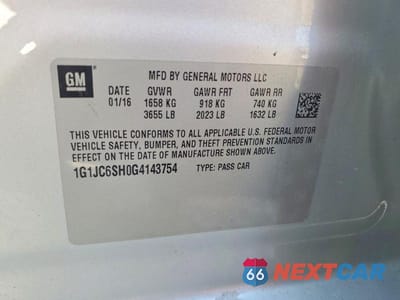 Zdjęcie 12 z 12 samochodu: 2016 CHEVROLET SONIC LT VIN:1G1JC6SH0G4143754 - miniatura