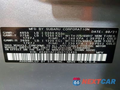 Zdjęcie 14 z 14 samochodu: 2022 SUBARU OUTBACK PREMIUM VIN:4S4BTAFC4N3132400 - miniatura