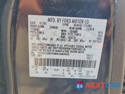 Zdjęcie 13 z 13 samochodu: 2006 FORD ESCAPE XLT VIN:1FMCU93196KA40693 - miniatura