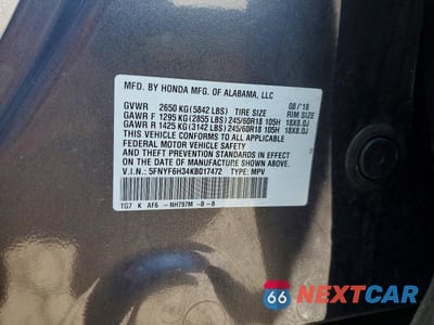 Zdjęcie 13 z 13 samochodu: 2019 HONDA PILOT EX VIN:5FNYF6H34KB017472 - miniatura