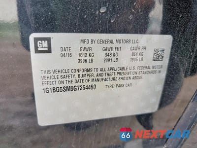 Zdjęcie 12 z 12 samochodu: 2016 CHEVROLET CRUZE PREMIER VIN:1G1BG5SM9G7264460 - miniatura