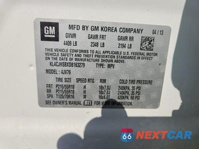 Zdjęcie 12 z 12 samochodu: 2013 BUICK ENCORE PREMIUM VIN:KL4CJHSBXDB163279 - miniatura