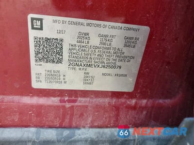 Zdjęcie 13 z 13 samochodu: 2018 CHEVROLET EQUINOX PREMIER VIN:2GNAXMEVXJ6250079 - miniatura