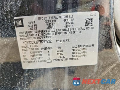 Zdjęcie 13 z 13 samochodu: 2015 GMC YUKON DENALI VIN:1GKS2CKJ7FR227222 - miniatura