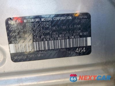 Zdjęcie 14 z 14 samochodu: 2018 MITSUBISHI OUTLANDER ES VIN:JA4AZ2A30JZ011666 - miniatura