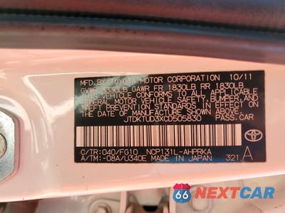 Zdjęcie 13 z 13 samochodu: 2012 TOYOTA YARIS 5-DOOR LE VIN:JTDKTUD3XCD505830 - miniatura
