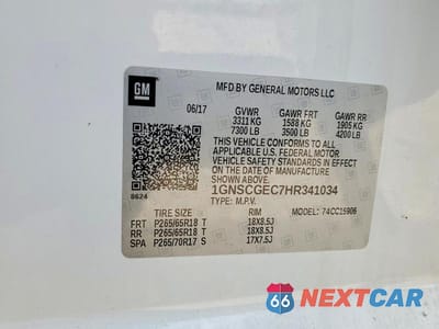 Zdjęcie 12 z 12 samochodu: 2017 CHEVROLET SUBURBAN C1500 LS VIN:1GNSCGEC7HR341034 - miniatura