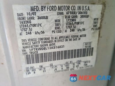 Zdjęcie 12 z 12 samochodu: 2003 FORD F150 SUPERCREW VIN:1FTRW08L13KB16031 - miniatura