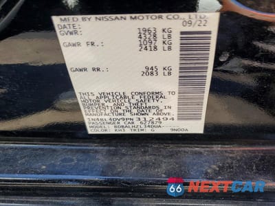 Zdjęcie 13 z 13 samochodu: 2023 NISSAN ALTIMA SV VIN:1N4BL4DV9PN312494 - miniatura