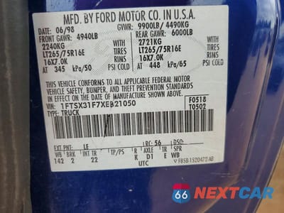 Zdjęcie 12 z 12 samochodu: 1999 FORD F350 SRW SUPER DUTY VIN:1FTSX31F7XEB21050 - miniatura