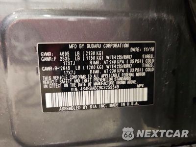 Zdjęcie 13 z 13 samochodu: 2019 SUBARU OUTBACK 2.5I VIN:4S4BSABC9K3259549 - miniatura
