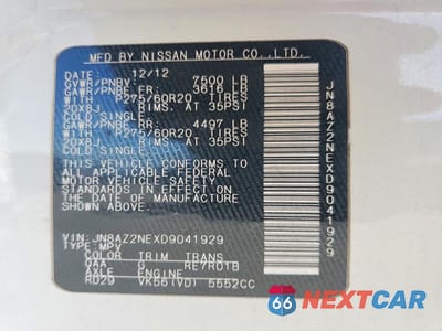 Zdjęcie 13 z 13 samochodu: 2013 INFINITI QX56 BASE VIN:JN8AZ2NEXD9041929 - miniatura