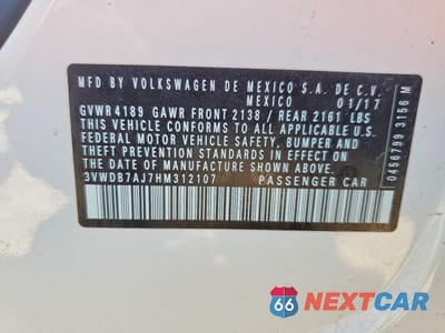 Zdjęcie 13 z 13 samochodu: 2017 VOLKSWAGEN JETTA SE VIN:3VWDB7AJ7HM312107 - miniatura