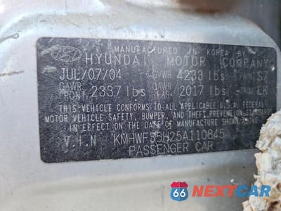 Zdjęcie 12 z 12 samochodu: 2005 HYUNDAI SONATA GLS VIN:KMHWF35H25A110845 - miniatura