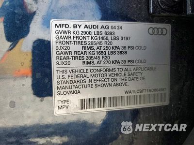 Zdjęcie 13 z 13 samochodu: 2025 AUDI Q7 PREMIUM PLUS VIN:WA1LCBF71SD004987 - miniatura