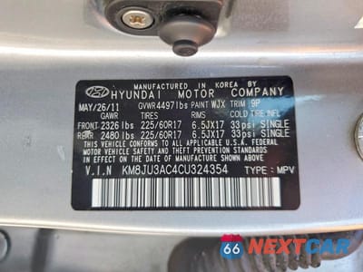 Zdjęcie 13 z 13 samochodu: 2012 HYUNDAI TUCSON GLS VIN:KM8JU3AC4CU324354 - miniatura