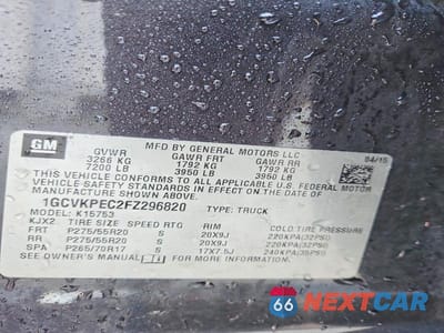 Zdjęcie 13 z 13 samochodu: 2015 CHEVROLET SILVERADO K1500 VIN:1GCVKPEC2FZ296820 - miniatura