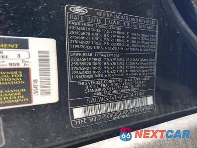 Zdjęcie 13 z 13 samochodu: 2016 LAND ROVER RANGE ROVER SPORT SE VIN:SALWG2VF4GA649148 - miniatura