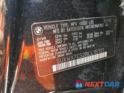 Zdjęcie 12 z 12 samochodu: 2011 BMW X3 XDRIVE35I VIN:5UXWX7C52BLL15131 - miniatura