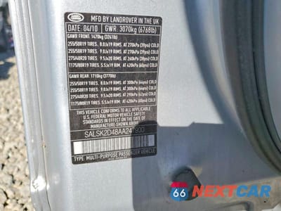Zdjęcie 13 z 13 samochodu: 2010 LAND ROVER RANGE ROVER SPORT LUX VIN:SALSK2D48AA247900 - miniatura