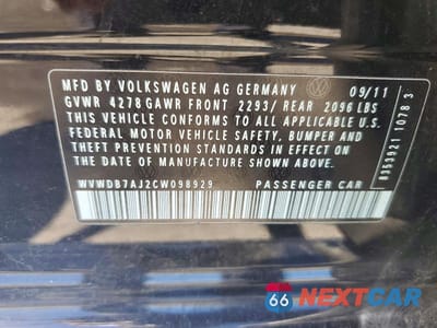 Zdjęcie 12 z 12 samochodu: 2012 VOLKSWAGEN GOLF VIN:WVWDB7AJ2CW098929 - miniatura