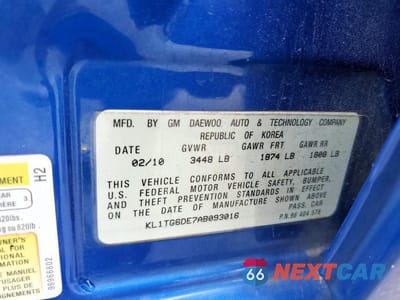Zdjęcie 12 z 12 samochodu: 2010 CHEVROLET AVEO LT VIN:KL1TG6DE7AB093016 - miniatura