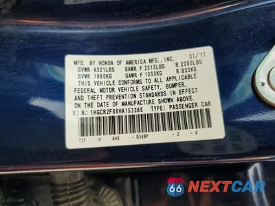 Zdjęcie 12 z 12 samochodu: 2017 HONDA ACCORD SPORT VIN:1HGCR2F66HA153385 - miniatura