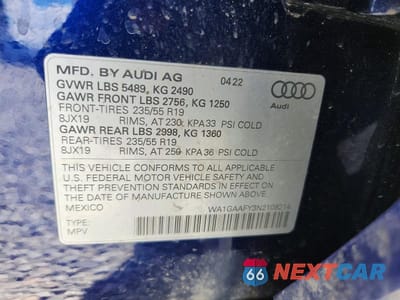 Zdjęcie 13 z 13 samochodu: 2022 AUDI Q5 PREMIUM 45 VIN:WA1GAAFY3N2108214 - miniatura