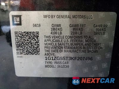 Zdjęcie 12 z 12 samochodu: 2019 CHEVROLET MALIBU RS VIN:1G1ZG5ST3KF207496 - miniatura