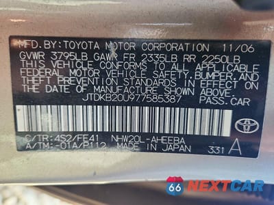 Zdjęcie 12 z 12 samochodu: 2007 TOYOTA PRIUS BASE VIN:JTDKB20U977585387 - miniatura