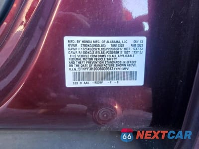 Zdjęcie 13 z 13 samochodu: 2013 HONDA PILOT LX VIN:5FNYF3H20DB039512 - miniatura