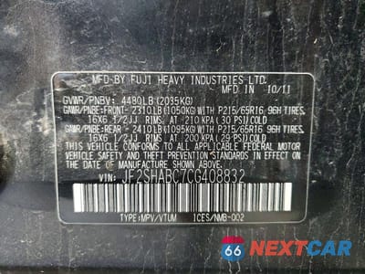 Zdjęcie 13 z 13 samochodu: 2012 SUBARU FORESTER VIN:JF2SHABC7CG408832 - miniatura