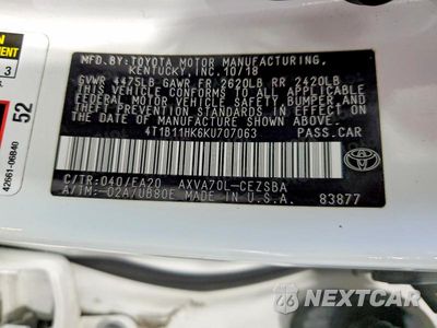 Zdjęcie 13 z 13 samochodu: 2019 TOYOTA CAMRY SE VIN:4T1B11HK6KU707063 - miniatura