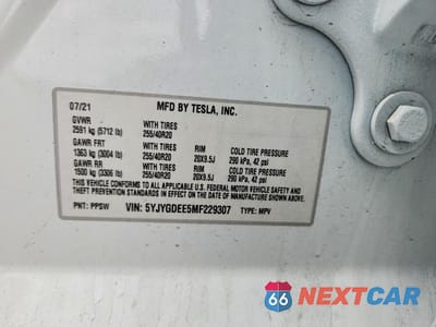 Zdjęcie 12 z 12 samochodu: 2021 TESLA MODEL Y VIN:5YJYGDEE5MF229307 - miniatura