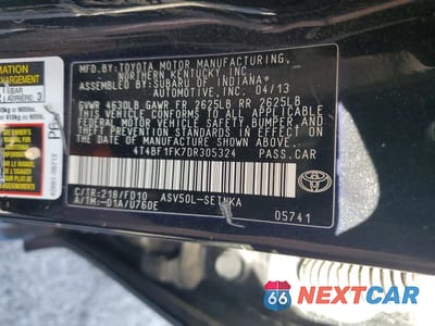 Zdjęcie 12 z 12 samochodu: 2013 TOYOTA CAMRY LE VIN:4T4BF1FK7DR305324 - miniatura
