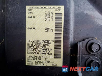 Zdjęcie 12 z 12 samochodu: 2010 NISSAN MAXIMA 3.5 S VIN:1N4AA5AP1AC857508 - miniatura