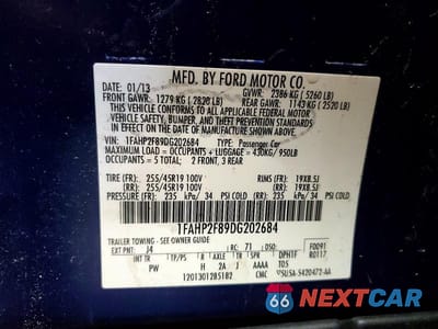Zdjęcie 12 z 12 samochodu: 2013 FORD TAURUS LIMITED VIN:1FAHP2F89DG202684 - miniatura