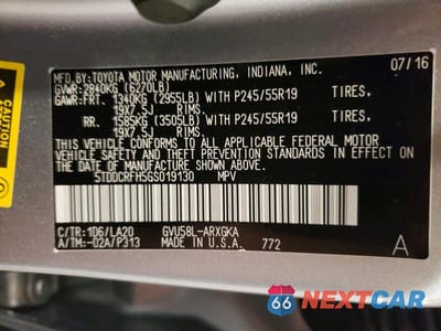 Zdjęcie 13 z 13 samochodu: 2016 TOYOTA HIGHLANDER HYBRID LIMITED PLATINUM VIN:5TDDCRFH5GS019130 - miniatura