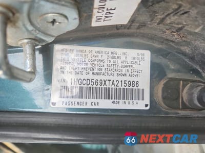 Zdjęcie 12 z 12 samochodu: 1996 HONDA ACCORD VALUE VIN:1HGCD569XTA215986 - miniatura