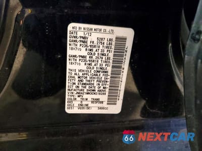 Zdjęcie 13 z 13 samochodu: 2012 NISSAN MURANO S VIN:JN8AZ1MW3CW218289 - miniatura