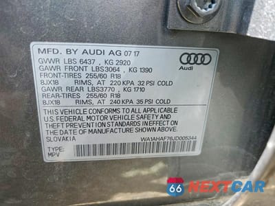Zdjęcie 13 z 13 samochodu: 2018 AUDI Q7 PREMIUM VIN:WA1AHAF76JD005344 - miniatura