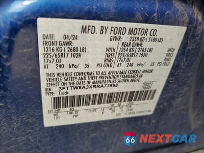 Zdjęcie 12 z 12 samochodu: 2024 FORD MAVERICK XL VIN:3FTTW8A3XRRA73568 - miniatura