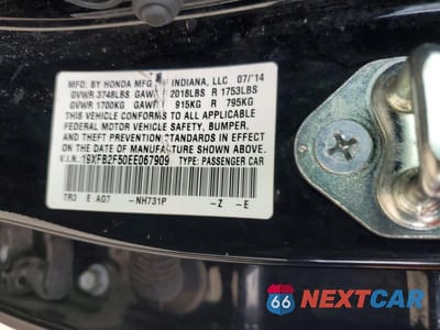 Zdjęcie 12 z 12 samochodu: 2014 HONDA CIVIC LX VIN:19XFB2F50EE067909 - miniatura