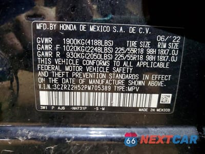 Zdjęcie 13 z 13 samochodu: 2023 HONDA HR-V SPORT VIN:3CZRZ2H52PM705389 - miniatura