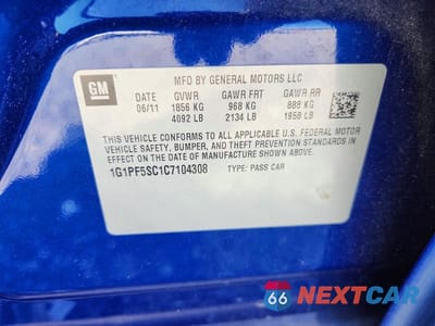 Zdjęcie 12 z 12 samochodu: 2012 CHEVROLET CRUZE LT VIN:1G1PF5SC1C7104308 - miniatura