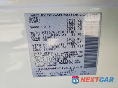 Zdjęcie 13 z 13 samochodu: 2017 NISSAN PATHFINDER S VIN:5N1DR2MM4HC661245 - miniatura