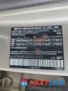 Zdjęcie 13 z 13 samochodu: 2021 MERCEDES-BENZ GLE 350 VIN:4JGFB4JB1MA520263 - miniatura