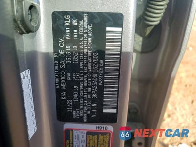 Zdjęcie 12 z 12 samochodu: 2023 KIA RIO S VIN:3KPA25AD6PE627803 - miniatura